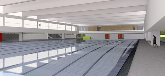 zinnober architektur, Senftenberg, Dipl-Ing. Architekt Hendrik Just, Realisierungswettbewerb Schwimmzentrum Nürnberger Langwasser, 2. Preis